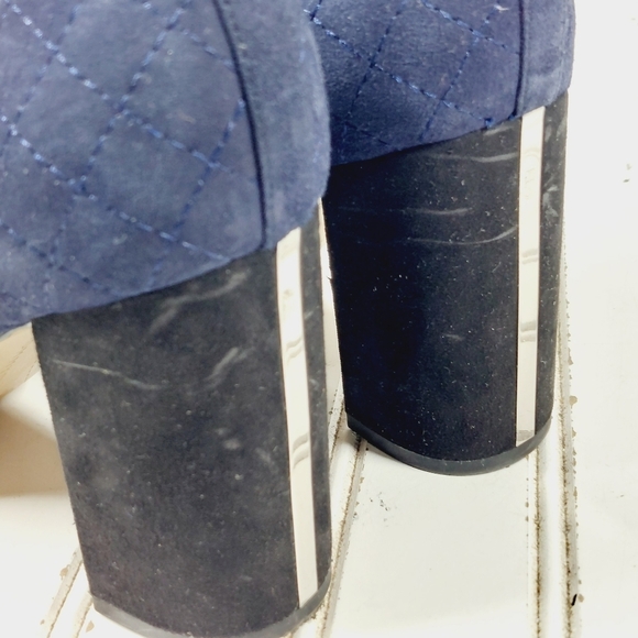 Tommy Hilfiger Violin Navy Blue Black Block Heel Pointy Toe Heels K994 - Picture 11 of 12